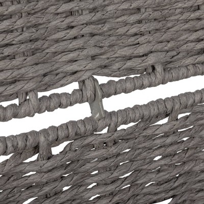 Gray Handwoven Paper Rope Storage Chest with Hinged Lid and Handles