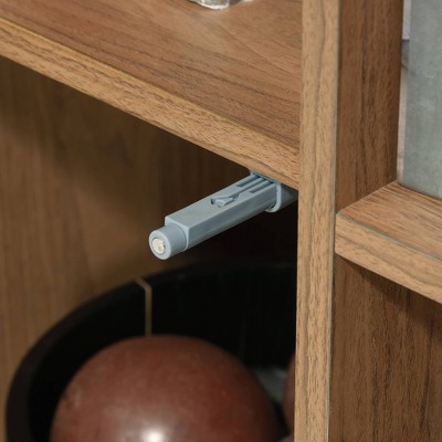 Serene Walnut and Black Storage Cabinet with Adjustable Shelves