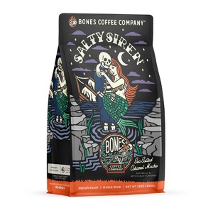 Bones Coffee Company Salty Siren Whole Coffee Beans Caramel Chocolate Flavor 12 oz Medium Roast (Whole Bean) - 1 of 3