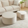 Nesting Upholstered Round Coffee Table Set of 2,Corduroy Foam Ottoman Side Tables,No Assembly Needed for Modern Living Room-Baofuwish - 3 of 4