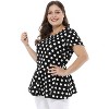 Agnes Orinda Women's Plus Size Polka Dots Fashion Workout Elegant Short Sleeves Peplum Top - 4 of 4