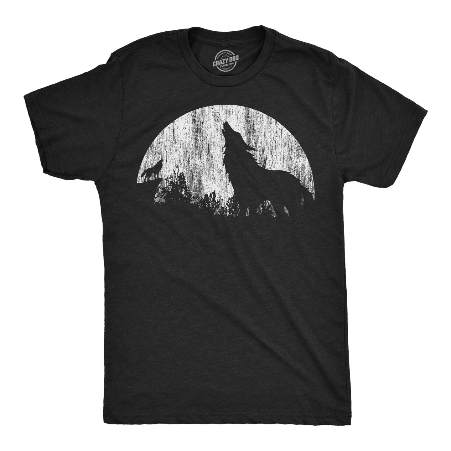 Мужская футболка Crazy Dog T-Shirts, Inc. Funny T Shirts Moon Wolves Novelty Graphic Tee for Men, цвет: Чёрный — фото 1