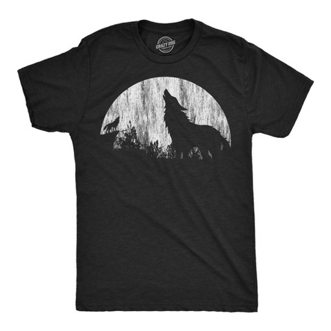 Мужские футболки Crazy Dog T-Shirts, Inc. Mens Funny T Shirts Moon Wolves Novelty Graphic Tee for Men - Crazy Dog Men's T Shirt for Animal Lovers Black XL