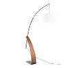 LumiSource 74" Robyn Mid-Century Modern Floor Lamp Walnut Wood and Black Metal with White Linen Shade - 2 of 4