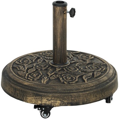 Outsunny Patio Umbrella Base, 46 lbs Umbrella Base with Wheels, Outdoor Umbrella Stand for 1.3"/1.5"/1.9" Poles for Outdoor, Lawn, Poolside