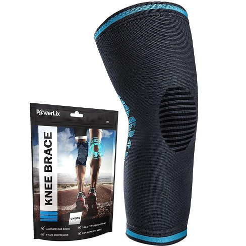 Powerlix Knee Compression Sleeve for Men & Women for Knee Pain/Support &  Sports - Blue Large