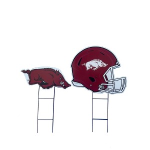 NCAA Arkansas Razorbacks Logo and Helmet 2pk Yard Sign Set - 1 of 1