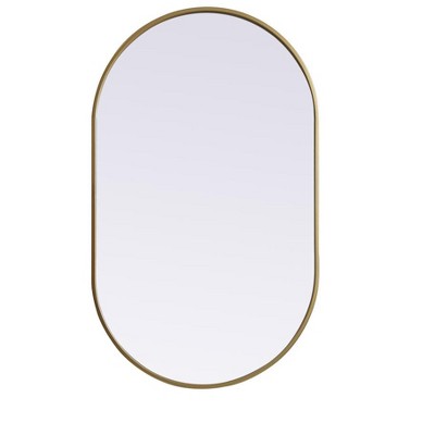 Elegant Lighting Metal Frame Oval Mirror 24x40 Inch in Brass