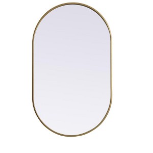 Elegant Lighting Oval Wall Mirror 24x40 Inch, Brass Metal Frame – Classic Bathroom or Entryway Decor - 1 of 4
