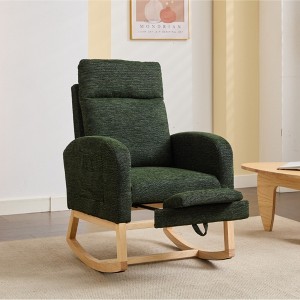 Fabric Upholstered Nursery Glider Rocking Chair with Solid Wood Legs, High Backrest and Side Pocket - 1 of 4