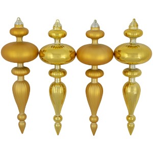 Northlight Commercial Size 2-Finish Christmas Finial Shatterproof Ornaments - Gold -12" - 4ct - 1 of 4