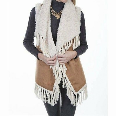 Women's faux-shearling Lined Suede Fringe Vest - Scully