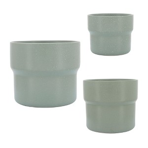 Sagebrook Home Set of 3 Mushroom Planters - 7", 9", 10" Green Planter Set - Ceramic Planters for Indoor or Outdoor Plants - Decorative Accent for - 1 of 4