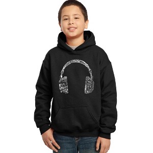 LA Pop Art Boy's Word Art Hooded Sweatshirt - HEADPHONES - LANGUAGES - 1 of 4