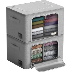 Sorbus Stackable & Foldable Clothes Organizer Storage Bins with Divided Interior, Large Window, & Carry Handles - 1 of 4
