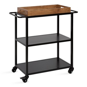 Kate and Laurel Giles Rectangle Metal Bar Cart, 28x13x30, Rustic Brown and Black - 1 of 4