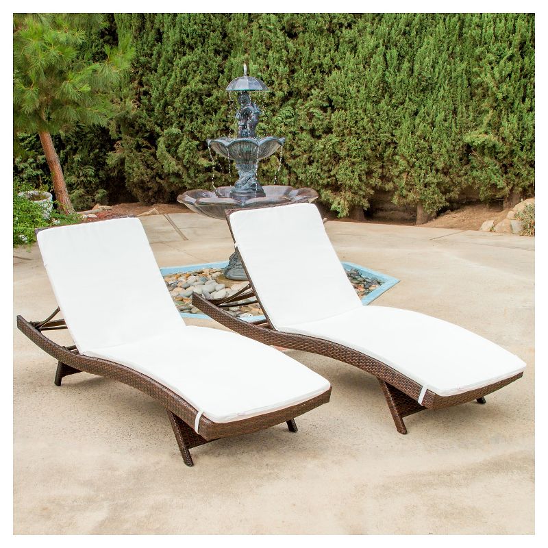Salem Set of 2 Brown Wicker Adjustable Chaise Lounge - Beige - Christopher Knight Home, 3 of 15