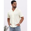 INSPIRE CHIC Men's Camp Collar Button Down Short Sleeve Distressed Ripped Casual Shirts - 4 of 4
