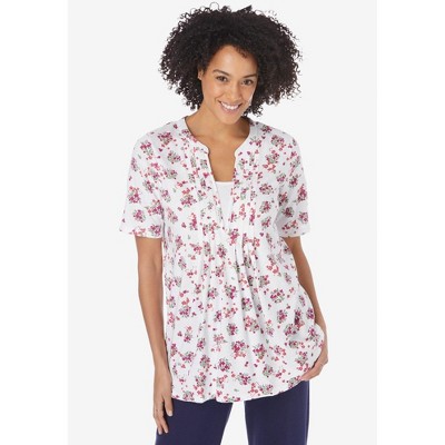 Woman Within 7-Day Layer-Look Elbow-Sleeve Tee