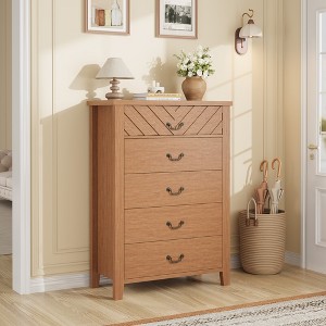 5 Dresser for Bedroom, 45.2" Tall Dresser, Vertical Drawer Dresser with Storage Freestanding, Wooden Closet Dresser Storage Chest for Bedroom - 1 of 4