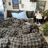Vintage Buffalo Plaid Duvet Cover Set, Queen Size, 3 Piece Washed Cotton Bedding with Grid Pattern, Soft Breathable, Brown Blue, Beige - 2 of 4