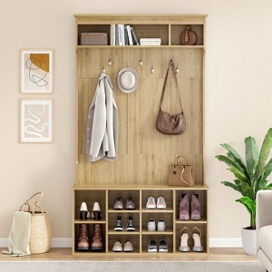 PAGED 70.9 inch Hall Tree for Entryway,Coat Rack with 7 Coat Racks and Shoe Storage,Entryway Furniture for Hallway,Living Room,Bedroom - 1 of 4