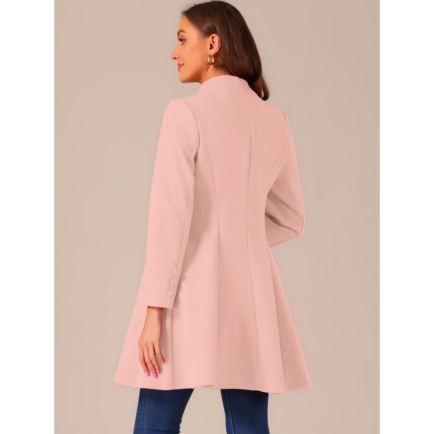 Женская куртка INSPIRE CHIC Single Breasted Long Sleeve Mid-Long Winter Coat Pink, цвет: Розовый — фото 5
