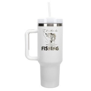 Elanze Designs I'd Rather Be Fishing Bass Fish Lake 40 oz. Stainless Steel, Large Water Bottle Coffee Mug, Spill & Leak Resistant, Thermal Travel - 1 of 1