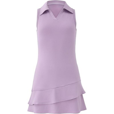 Girls Tennis Athletic Dresses with Built in Shorts and Pockets Polo Neck Sleeveless Golf Outfit Dress