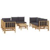vidaXL 9 Piece Outdoor Lounge Set with Cushions - Bamboo Patio Furniture with Modular Design - Dark Gray - Natural Oil Finish - 3 of 4