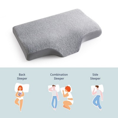 Gray Ergonomic Memory Foam Cervical Contour Pillow Set