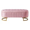 ACEPANO 47.2 in. W Button-Tufted Velvet Ottoman with Metal Legs & Storage Space-Pink - 3 of 4