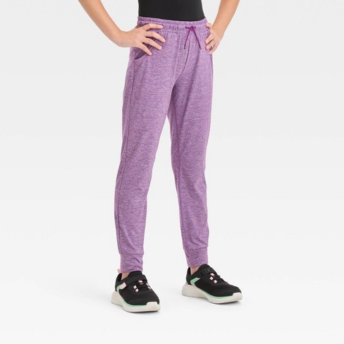 Girls' Soft Stretch Gym Joggers - All In Motion™ Heathered Purple XS