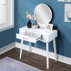 Vanity Desk Contemporary with Round Mirror and Storage Drawer for Bedroom 32.28in Wide-3irtyhousy - 2 of 4