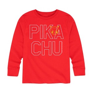 Boys' - Pokémon - Pikachu Logo Style Long Sleeve Graphic T-Shirt - 1 of 4