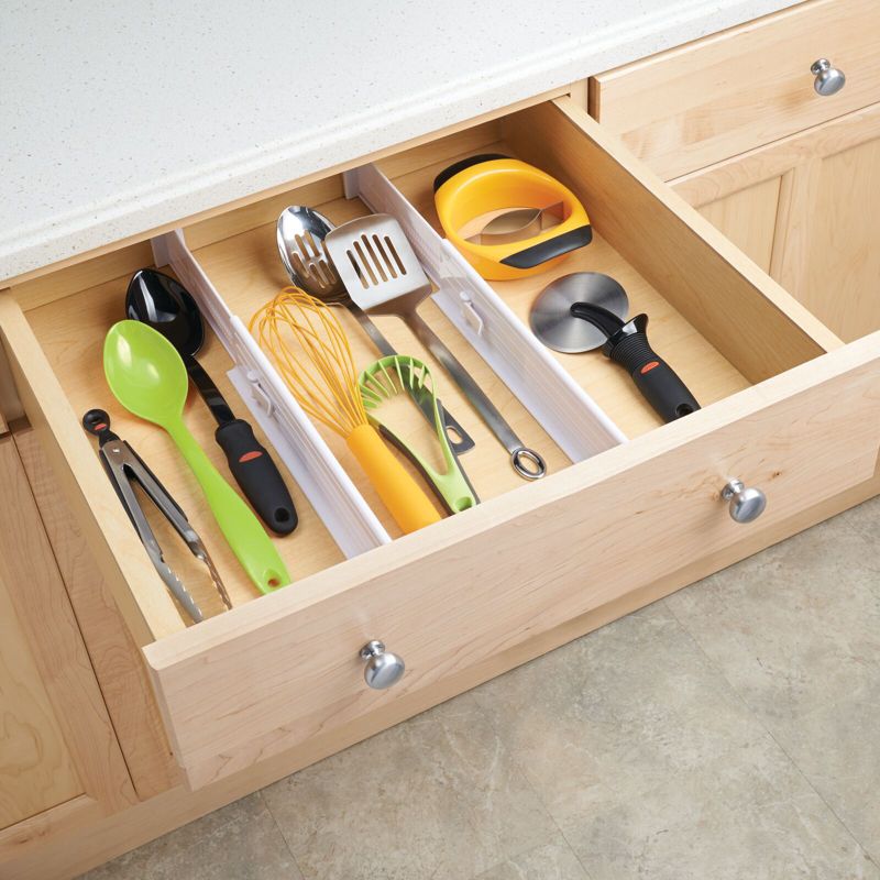 mDesign Expandable Adjustable Kitchen Drawer Divider, 8 Pack, 3 of 9