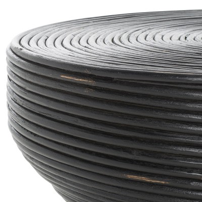 Heimdall 31" Distressed Black Rattan Round Coffee Table