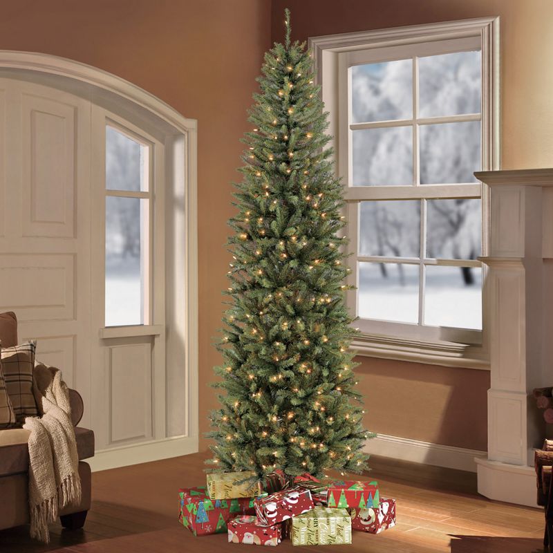 6.5ft Pre-lit Pencil Artificial Christmas Tree Forest Fir - Puleo, 3 of 6