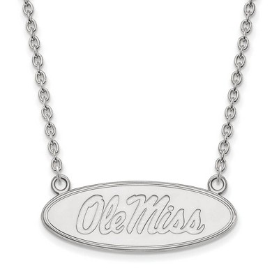 Black Bow Jewelry 10k White Gold Mississippi Rebels NCAA Necklace 18 Inch