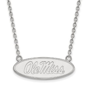Black Bow Jewelry 10k White Gold Mississippi Rebels NCAA Necklace 18 Inch - 1 of 4