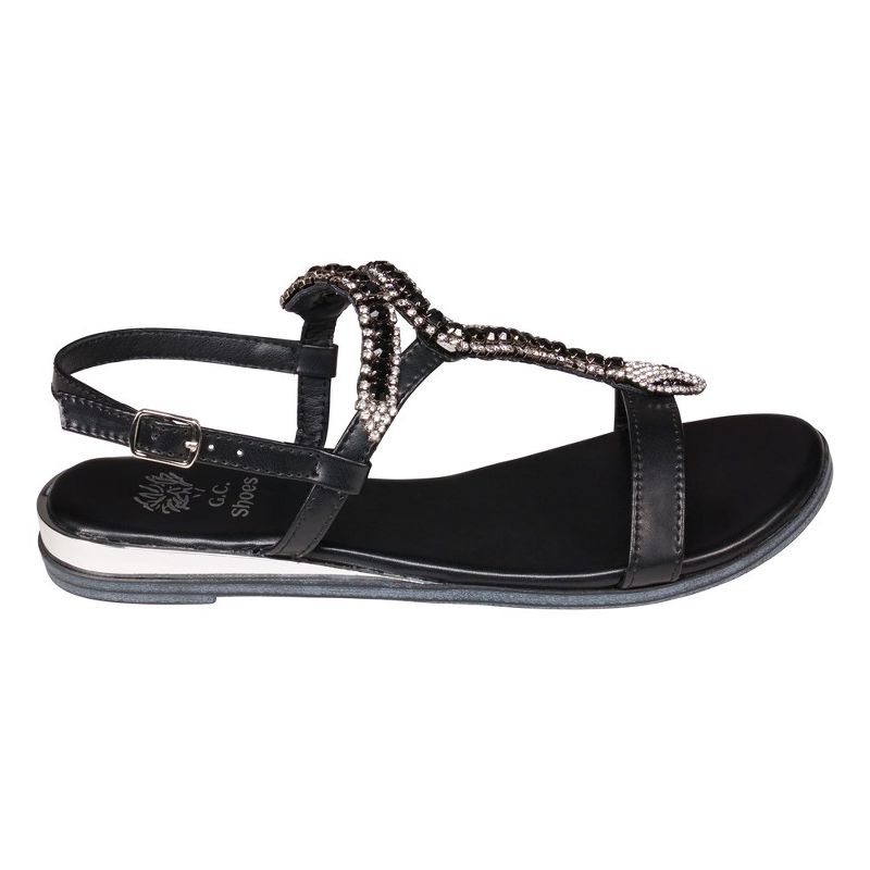 GC Shoes Lidia Metallic Embellished Slingback Flat Sandals, 2 of 6