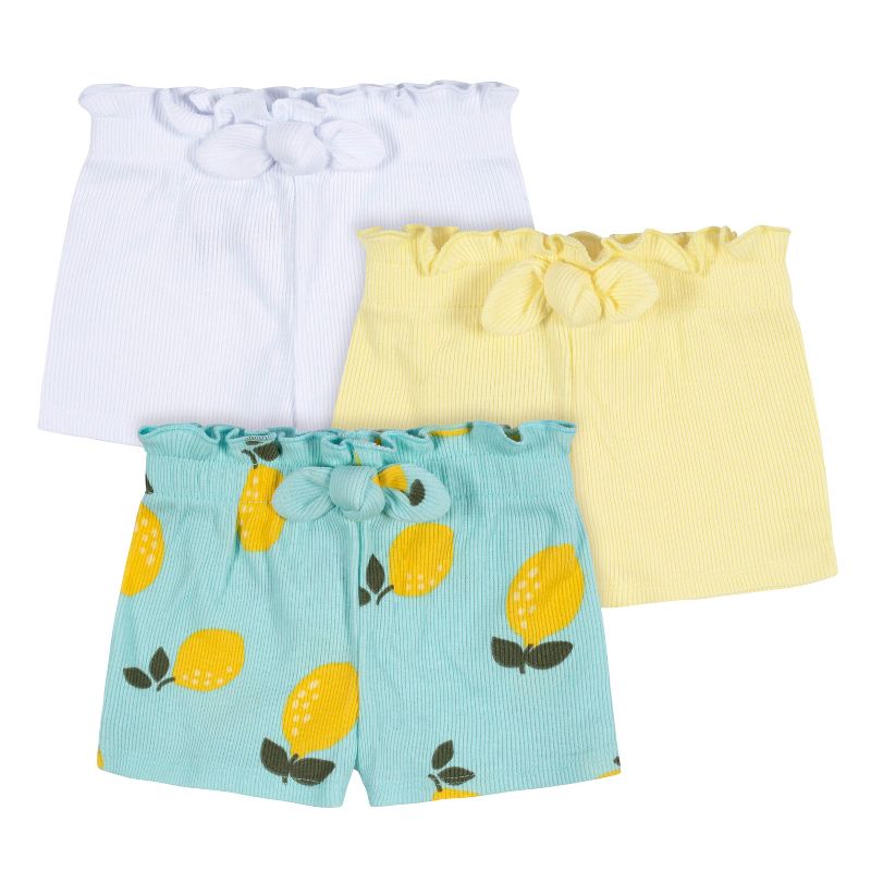 Gerber Baby and Toddler Girls' Pull-On Knit Shorts - 3-Pack, 1 of 10