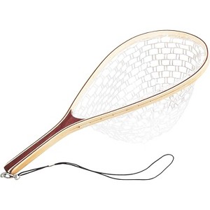 Fishing Net for Trout, Fly Fishing Net with Soft Rubber Mesh, Wooden Handle Fishing Net - 1 of 4