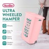 Sterilite Ultra Wheeled Hamper, Laundry Basket w/Lid & Handle,Pink Frost, 3 Pack - 3 of 4