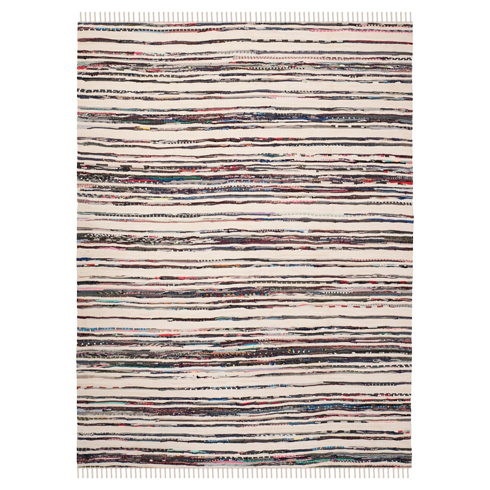 4'x6' Stripes Woven Area Rug Ivory/Charcoal - Safavieh