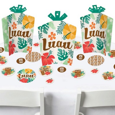 Big Dot of Happiness Tropical Luau - Hawaiian Beach Party Decor and Confetti - Terrific Table Centerpiece Kit - Set of 30