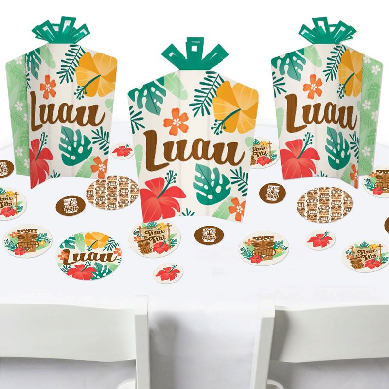 Big Dot of Happiness Tropical Luau - Hawaiian Beach Party Decor and Confetti - Terrific Table Centerpiece Kit - Set of 30, 1 of 9