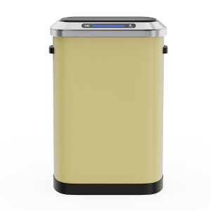 Dolonm 50L Automatic Sensor Trash Can - Yellow, Hands-Free Stainless Steel Bin with Silent Close Lid - 1 of 4