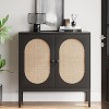 Acekool 32.6" Rattan Buffet Storage Cabinet, Natural Wood, Sideboard with Adjustable Shelf, Boho Accent Cabinet for Living Room, Dining Room - 3 of 4