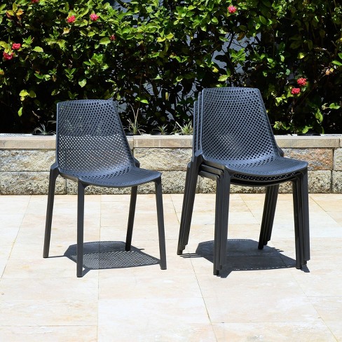 Elvis 4pk Plastic Resin Patio Chair Set, Plastic Patio Furniture